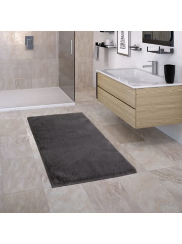 KADIMA DESIGN Hochflor Teppich Badezimmer waschmaschinenwaschbar Unifarben in Anthrazit