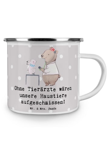 Mr. & Mrs. Panda Trinkbecher Tierarzt Helden mit Spruch in Grau Pastell