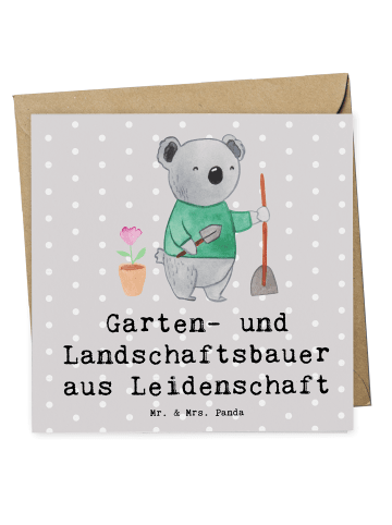 Mr. & Mrs. Panda Deluxe Karte Garten- und Landschaftsbauer Leide... in Grau Pastell