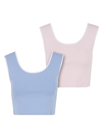 Urban Classics Urban Classics Cropped T-Shirts in powderblue/white+blushedrose/white
