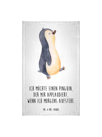 Mr. & Mrs. Panda Gäste Handtuch Pinguin marschieren mit Spruch in Weiß