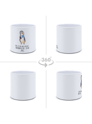 Mr. & Mrs. Panda Hoher Blumentopf Pinguin Lolli mit Spruch in Weiß