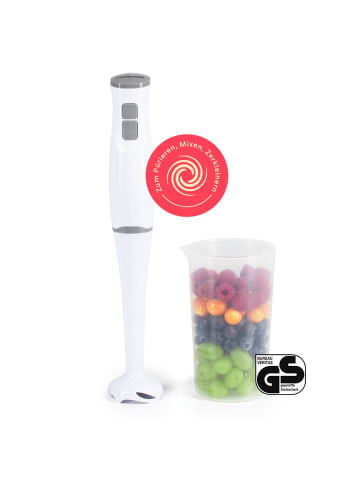 Gourmet Maxx Stabmixer 400W weiß/grau mit Messbecher Weiß