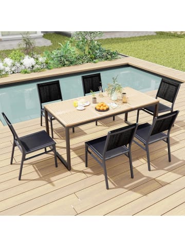 COSTWAY Gartenstuhl Alu 2er Set in Schwarz