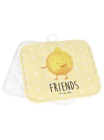 Mr. & Mrs. Panda Topflappen Beste Freunde Zitrone mit Spruch in Gelb Pastell