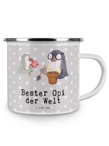 Mr. & Mrs. Panda Trinkbecher Pinguin Bester Opi der Welt mit Spruch in Grau Pastell