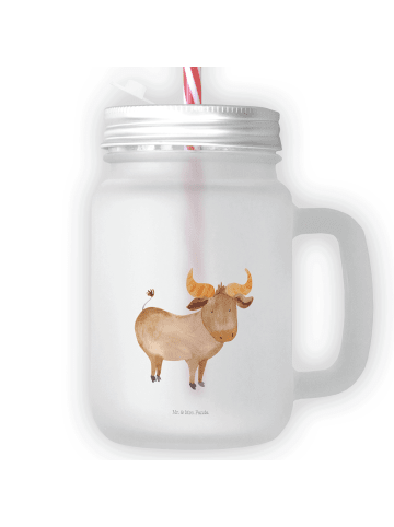 Mr. & Mrs. Panda Trinkglas Mason Jar Sternzeichen Stier ohne Spruch in Transparent