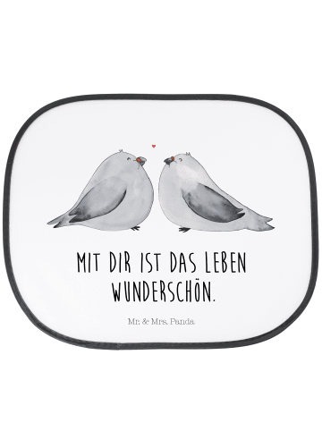 Mr. & Mrs. Panda Sonnenschutz Auto Turteltauben Liebe mit Spruch in Weiß