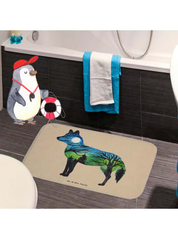 Mr. & Mrs. Panda Duschvorleger Fuchs Landschaft mit Spruch in Bunt