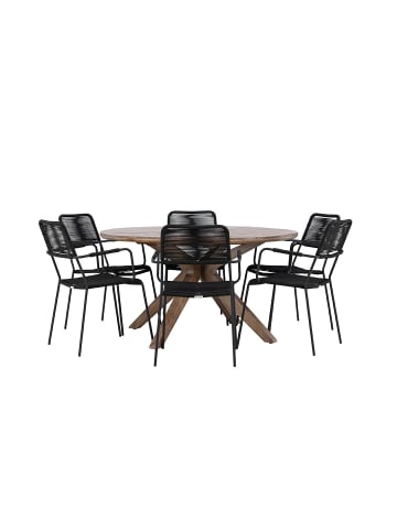 ebuy24 1 x Tisch 6 x Stühle Braun 140 x 140 cm