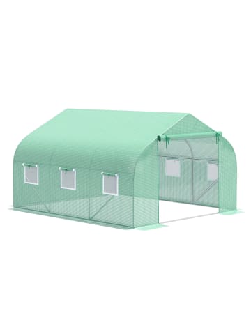 Outsunny Foliengewächshaus,350L × 300B × 200H cm,Dunkelgrün