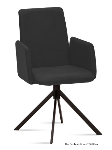 58 aufm Kessel ARMLEHNSTUHL (2er-Set) Drina 52x92x60 Schwarz/Anthrazit