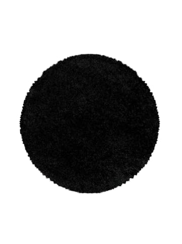 KADIMA DESIGN Teppich Hochflor Shaggy Waschbar Einfarbig SPREE Strapazierfähig in Schwarz