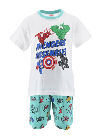 Avengers 2tlg. Outfit: Schlafanzug Assemble Sommer Shirt und Short in Weiß