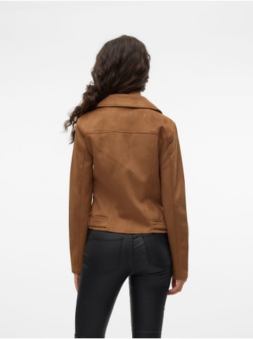 Vero Moda Stylische Bikerjacke mit Reißverschlusstaschen und Nieten. in Mittelbraun
