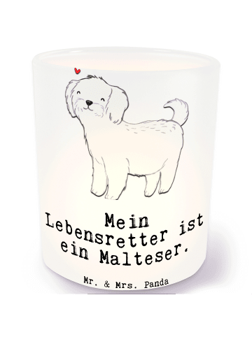 Mr. & Mrs. Panda Balkon Windlicht Malteser Lebensretter mit Spruch in Transparent
