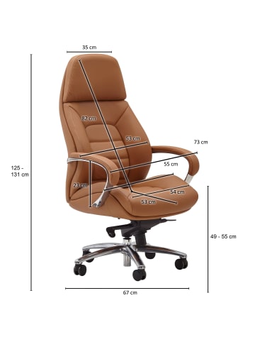 FineBuy Bürostuhl in Braun / Leder / 67x67x137