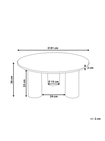 Beliani Couchtisch COLINA in Braun - (W) 80 x (H) 36 x (L) 80 cm