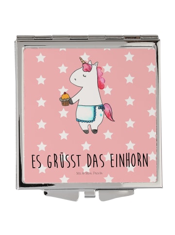 Mr. & Mrs. Panda Schminkspiegel Einhorn Muffin mit Spruch in Rot Pastell