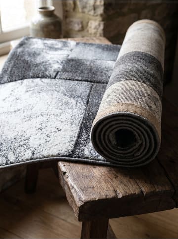 KADIMA DESIGN Teppich Kurzflor Waschbar Karo LATEMAR Strapazierfähig OEKO-TEX in Grau