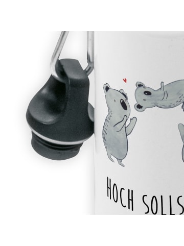 Mr. & Mrs. Panda Kindertrinkflasche Koalas Feiern mit Spruch in Weiß