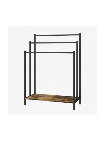 relaxdays Handtuchständer in Dunkelbraun/ Schwarz - (B)60 x (H)82,5 x (T)28 cm