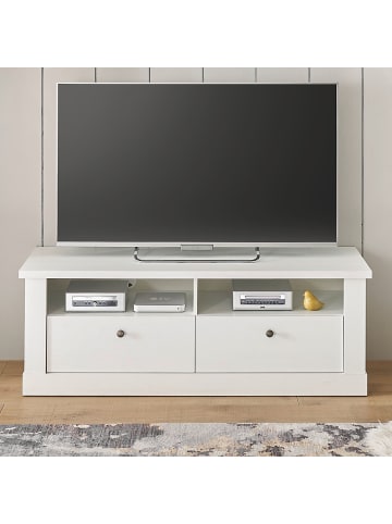 Furn.Design TV-Lowboard weiß Pinie Landhaus, TV Unterteil 132 cm, Soft-Close-Funktion