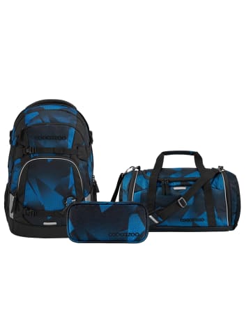 Coocazoo Schulrucksack-Set MATE Electric Ice 3-teilig in Blau/Schwarz