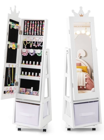 COSTWAY Kinder Schmuckschrank in Weiß