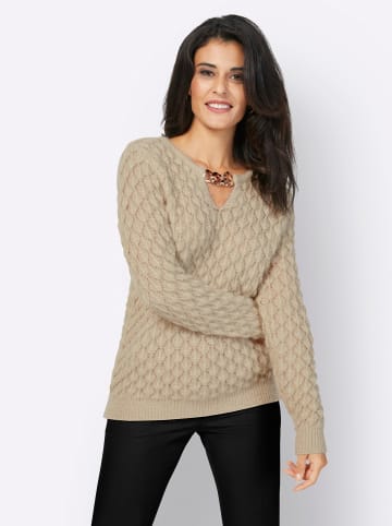 creation L Ajourpullover in sand