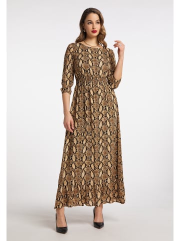 faina Damen Maxikleid in Beige Schlange