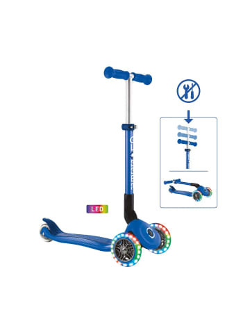 GLOBBER Roller Scooter Junior faltbar, dunkelblau, mit Leuchtrollen