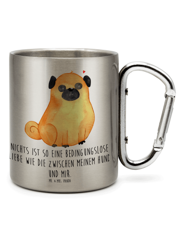Mr. & Mrs. Panda Kaffeebecher Mops mit Spruch in Silber