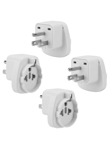 Intirilife 4x Steckdosen Adapter - Typ B auf EU in WEISS
