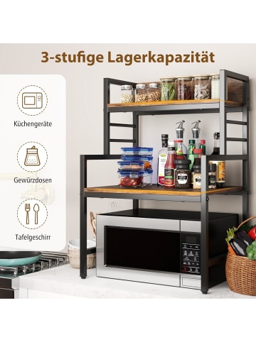 COSTWAY 3 Stufiges Mikrowellenregal 52 x 42 x 78 cm in Schwarz