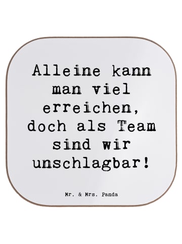 Mr. & Mrs. Panda Untersetzer Spruch Im Team zusammenarbeiten mit... in Weiß
