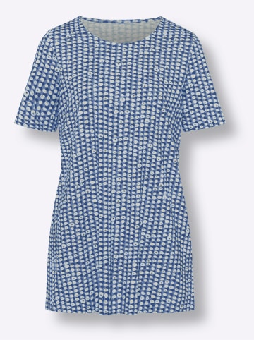 Sieh an! Longshirt in royalblau-himmelblau-bedruckt
