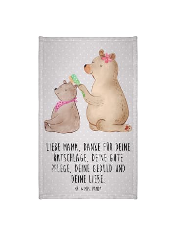 Mr. & Mrs. Panda Gästehandtuch Bär Kind mit Spruch in Grau Pastell