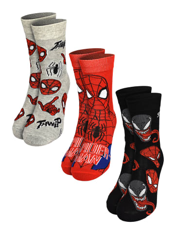 Spiderman 3er Pack Marvel Spiderman Socken Strümpfe in Mehrfarbig