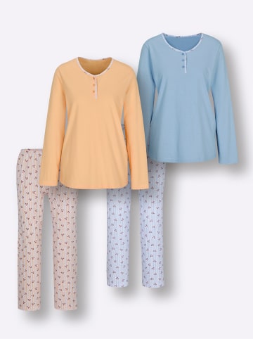 WITT WEIDEN Schlafanzüge in apricot-papaya + eisblau-orchidee