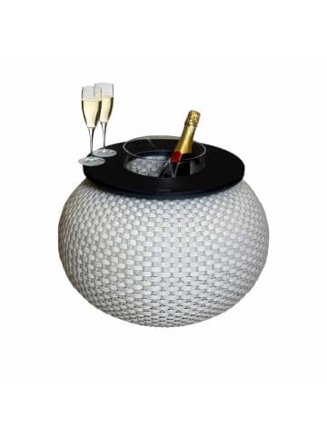 COOTAB Cooler Table Beistelltisch mit Acryl-Kühler Milano 40 cm in Champagner/Schwarz