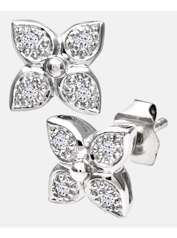 Diamant L'éternel Ohrstecker aus 375 Weißgold mit Diamant Blumen-Design