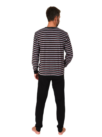 NORMANN langarm Frottee Schlafanzug Pyjama Bündchen - 82244 in schwarz