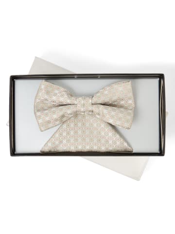 WILVORST Fliege und Einstecktuch in beige lind - 0001