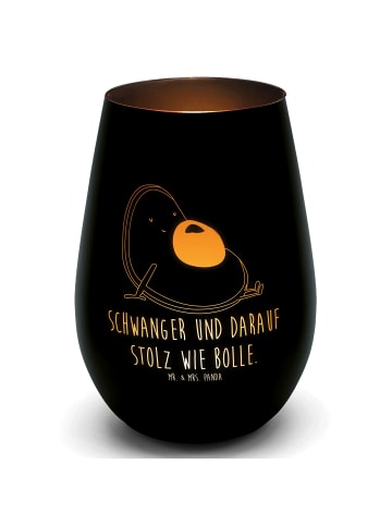 Mr. & Mrs. Panda Gold Windlicht Avocado Schwangerschaft mit Spruch in Schwarz