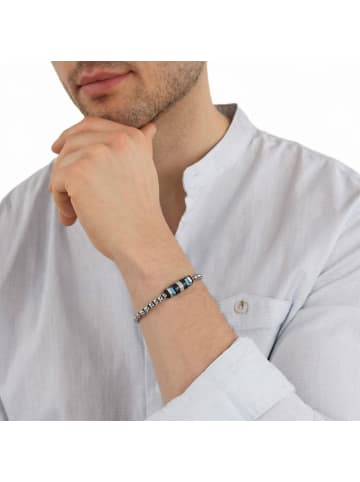 Tom Tailor Armband Edelstahl, IP Schwarz+Blau, Kautschuk in Blau