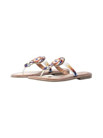 usha FESTIVAL Damen Sandalen Mit Perlenstickerei in Weiss Mehrfarbig