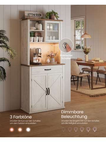 VASAGLE Küchenschrank Liry in Vintageweiß - (B)80.4 x (H)180.3 x (T)39.7 cm
