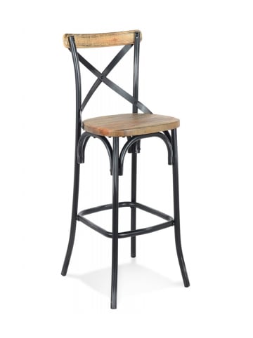 KADIMA DESIGN Barhocker 75 cm Sitzhöhe aus Holz und Metall | 47x50x110 cm in Braun-Schwarz