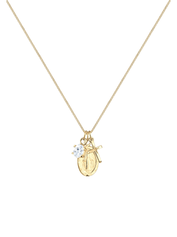 Elli Halskette 925 Sterling Silber Kreuz, Marienbild in Gold